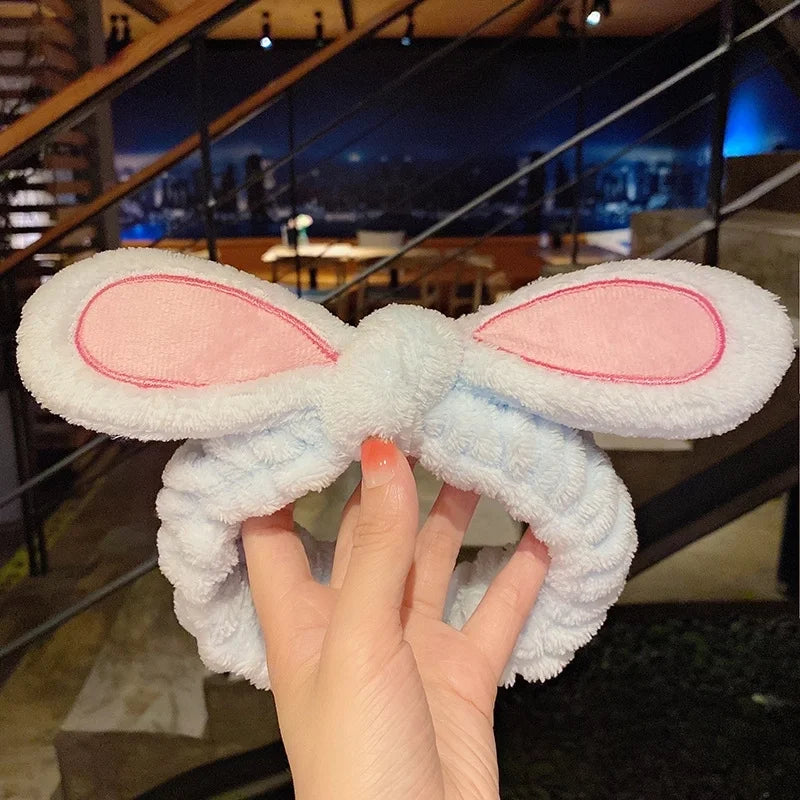 Cat Ears Hair Band Hair Band Korean Plush Internet Celebrity Rabbit Ear Hair Accessories Bow Face Wash Hair Band