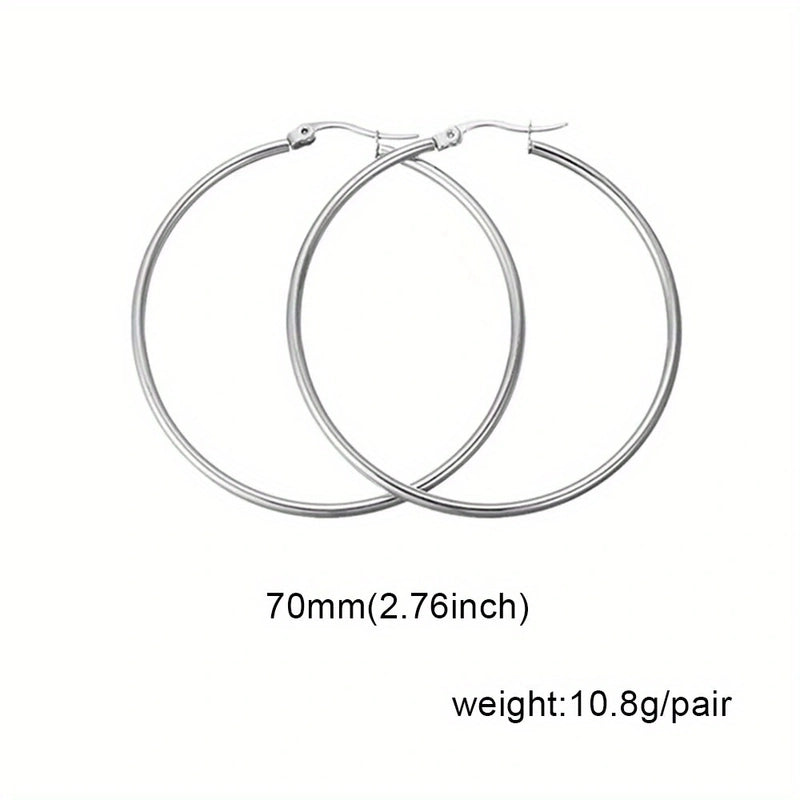 1 Pair Basic Minimalist Commute Round 304 Stainless Steel 18K Gold Plated Earrings