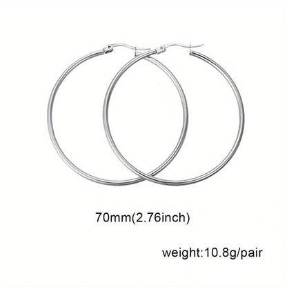 1 Pair Basic Minimalist Commute Round 304 Stainless Steel 18K Gold Plated Earrings