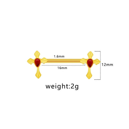 1 Piece Nipple Rings & Studs Punk Cross Heart Shape Spider Web Alloy Rhinestone Titanium Steel Epoxy Resin Glass White Gold Plated Gold Plated