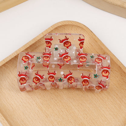 2 Pieces Christmas Transparent Claw Clip Gingerbread Man Christmas Tree Pattern Hair Clip Atmosphere Shark Clip Hair Accessory