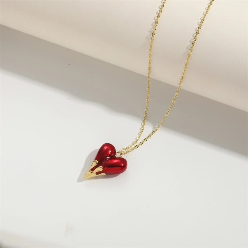 Copper 14K Gold Plated Heart Shape Pendant Necklace