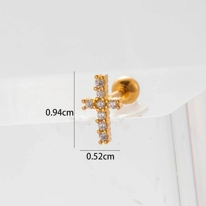 Ear Cartilage Rings & Studs Flower 316L Stainless Steel Copper Inlaid Zircon