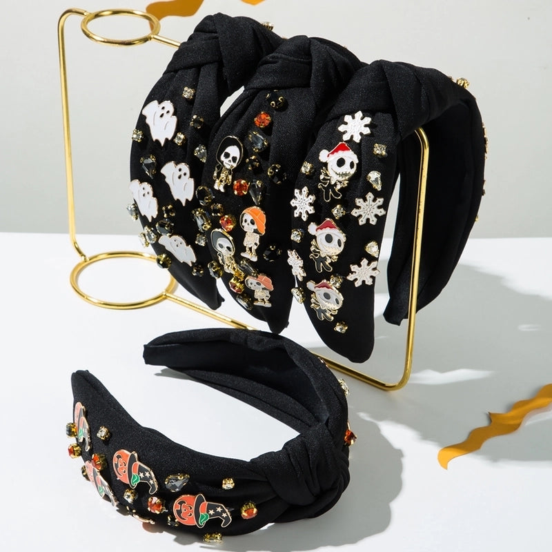 Halloween Classic Style Women's Pumpkin Ghost Alloy Glass Inlay Rhinestones Hair Band