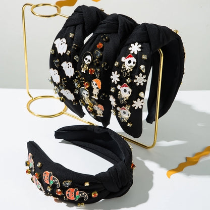 Halloween Classic Style Women's Pumpkin Ghost Alloy Glass Inlay Rhinestones Hair Band