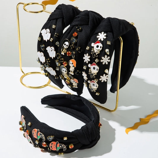 Halloween Classic Style Women's Pumpkin Ghost Alloy Glass Inlay Rhinestones Hair Band