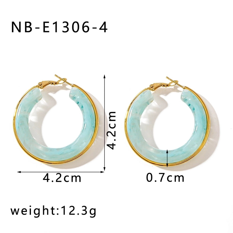1 Pair Elegant Minimalist Classic Style Circle Multicolor Simple Plating 304 Stainless Steel 18K Gold Plated Earrings
