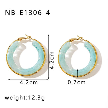 1 Pair Elegant Minimalist Classic Style Circle Multicolor Simple Plating 304 Stainless Steel 18K Gold Plated Earrings