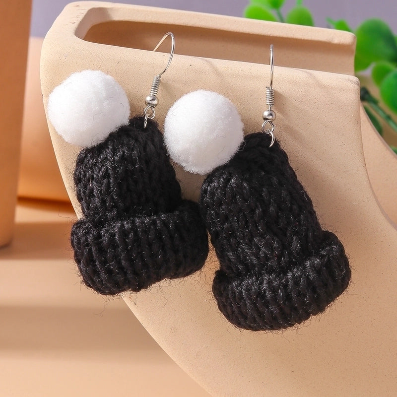 1 Pair Cute Christmas Hat Knit Zinc Alloy Drop Earrings