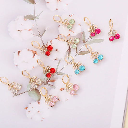 Women Minimalist Metal Cherry Alloy Earrings