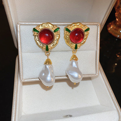 2 Pieces Minimalist Round Ellipse Geometric Copper Electroplating Earrings