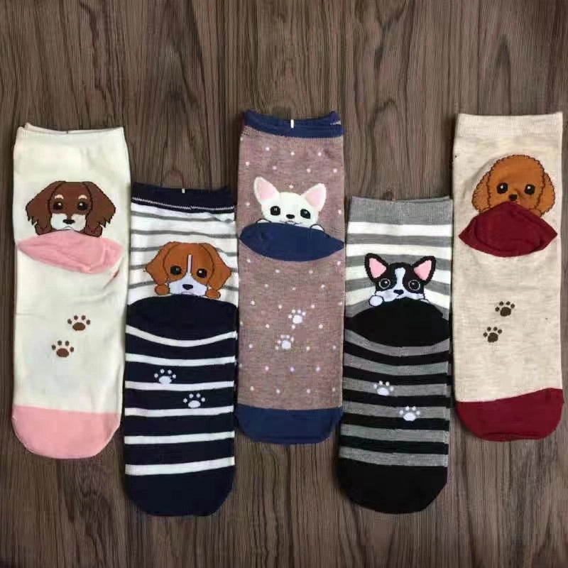 Women's Socks Fun Cat Socks Mid-length Socks Novelty Dog Animal Women's Socks Cotton Socks Cartoon Stockings Yama