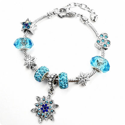 DIY Jewelry Christmas Heart Snake Bone Chain Birthday Gift Crystal Snowflake Five-pointed Star Panjia Bracelet