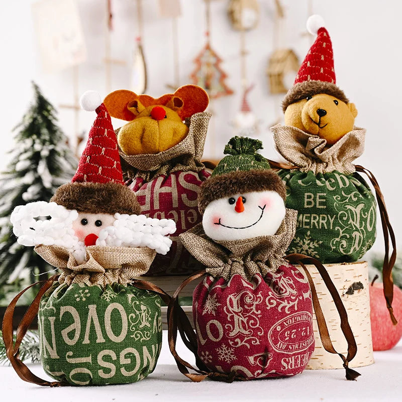2 Pieces Christmas Cartoon Handbag Gift Bag Christmas Gift Bag Children's Candy Bag Apple Bag