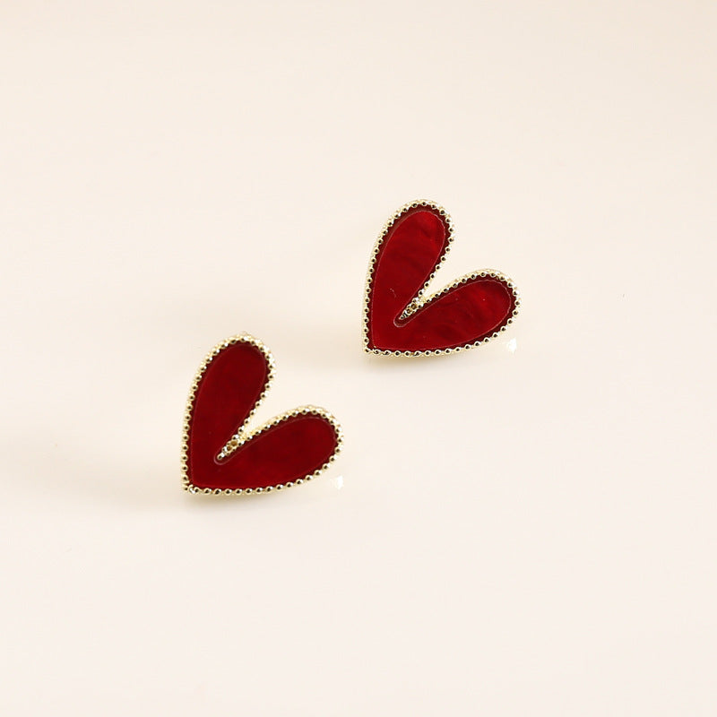 2 Pieces Women Heart Alloy Electroplating Stud Earrings