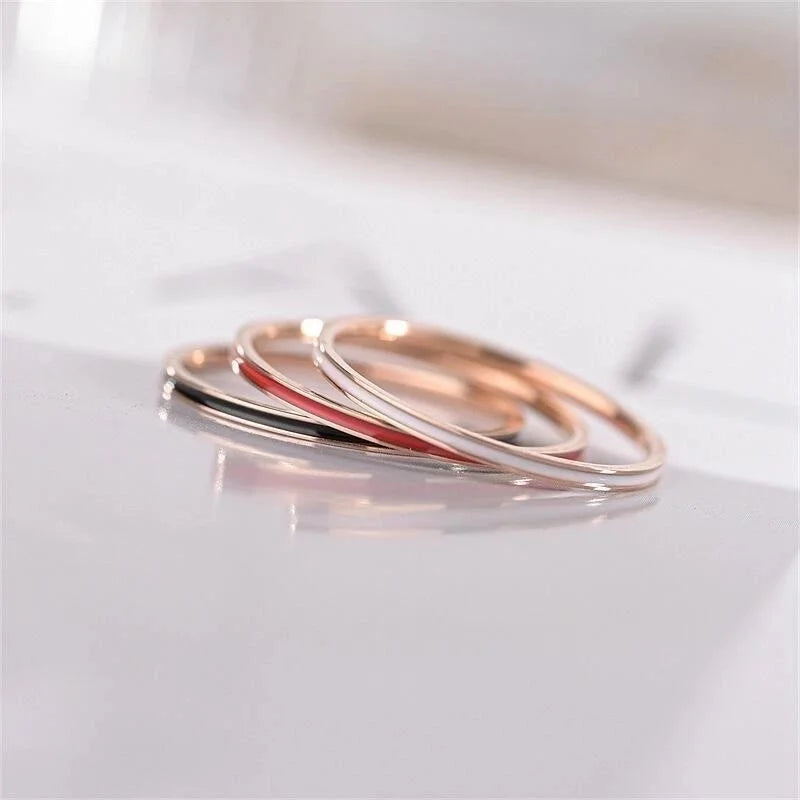 Minimalist Circle Titanium Steel 18K Gold Plated Plating Rings