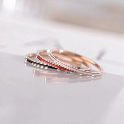 Minimalist Circle Titanium Steel 18K Gold Plated Plating Rings