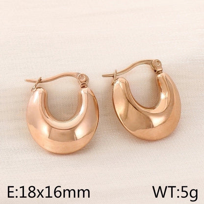 1 Pair Minimalist Geometric Titanium Steel 18K Gold Plated Hoop Earrings