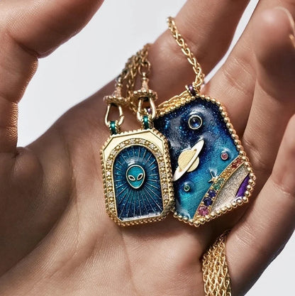 Copper Gold Plated Enamel Tarot Pendant Necklace