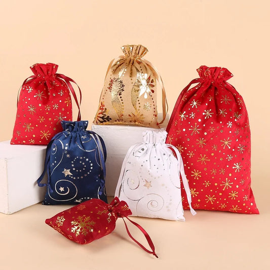 Christmas Minimalist Classic Style Christmas Tree Snowflake Flocking Holiday Daily Gift Bags Gift Wrapping Supplies