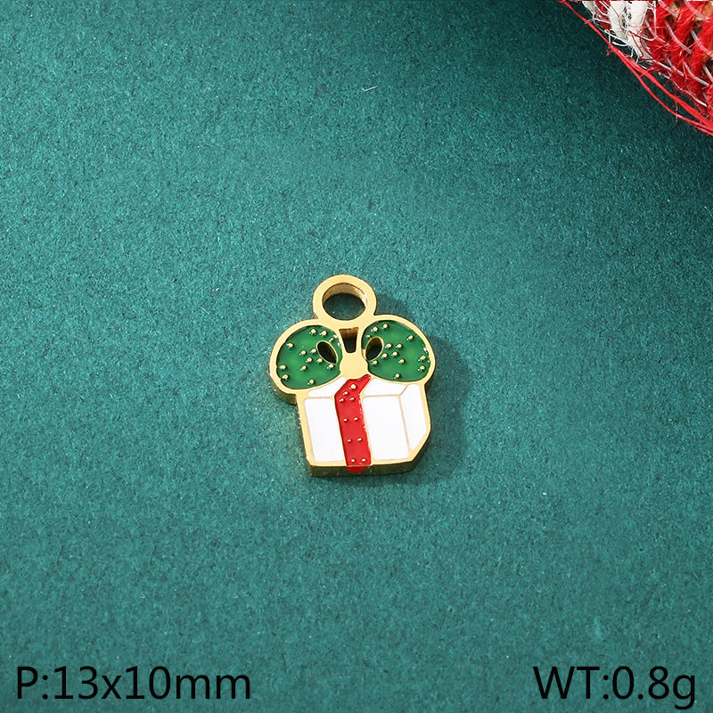 Christmas Elements Series Diy Accessories Stainless Steel Elk Santa Claus Snowflake Gloves Pendant