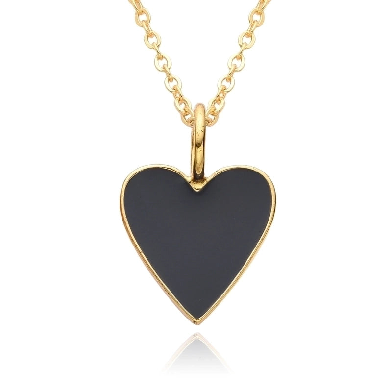 Copper IG Style Minimalist Heart Shape Enamel Plating Pendant Necklace