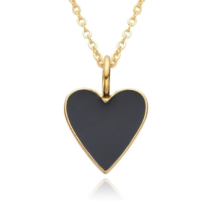 Copper IG Style Minimalist Heart Shape Enamel Plating Pendant Necklace