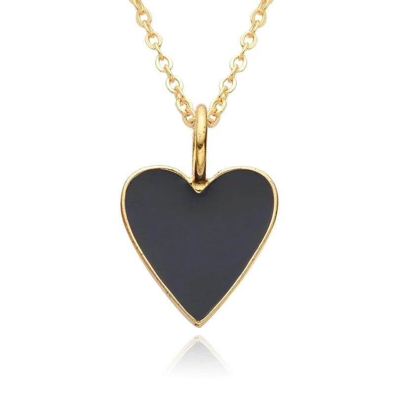 Copper IG Style Minimalist Heart Shape Enamel Plating Pendant Necklace