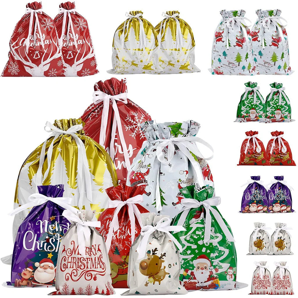 Christmas Gift Bag 2025 Santa Claus Style Drawstring Bag Candy Packaging Gift Bag