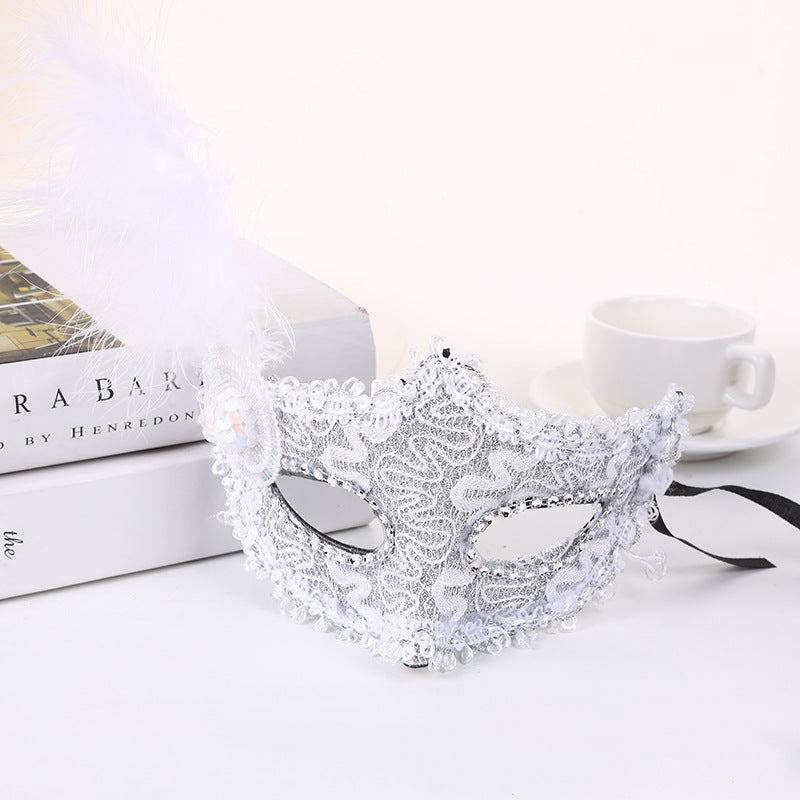 Venice Little Hat With Side Feather Mask Little Princess Beauty Mask Festival Party Stage Performance