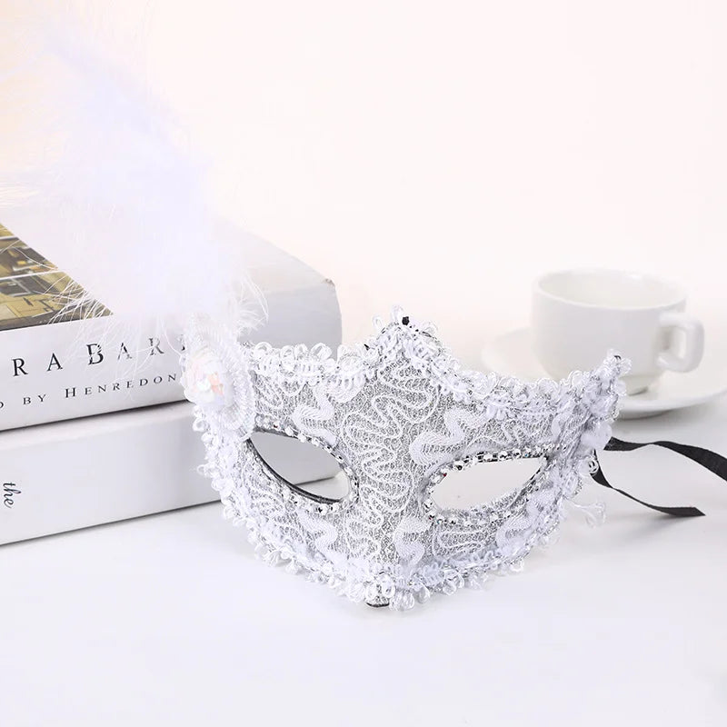 Venice Little Hat With Side Feather Mask Little Princess Beauty Mask Festival Party Stage Performance