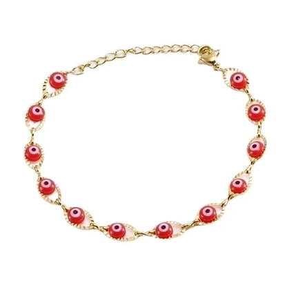 Fashion Devil'S Eye 304 Stainless Steel 18K Gold Plated Resin Stainless Steel Bracelets In Bulk