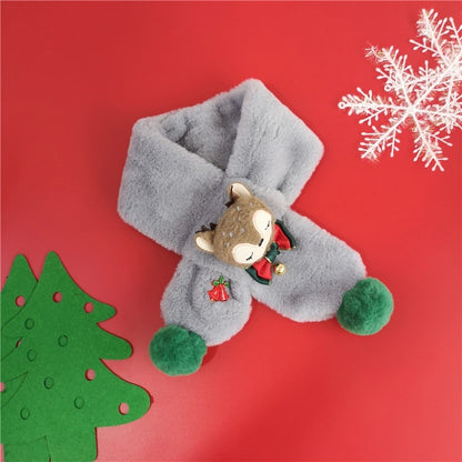 Children's Scarf Autumn And Winter Christmas Gift Elk Scarf Baby Girl Imitation Rabbit Fur Warm Cartoon Baby Scarf