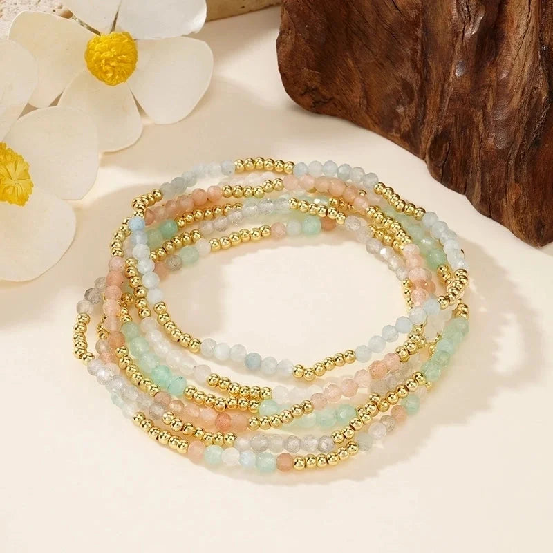 Bohemian Geometric Natural Stone Copper Bracelets In Bulk