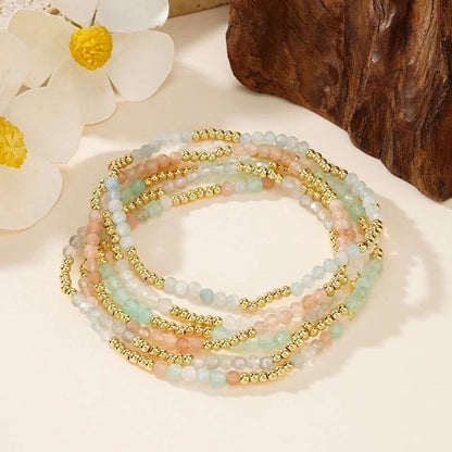 Bohemian Geometric Natural Stone Copper Bracelets In Bulk