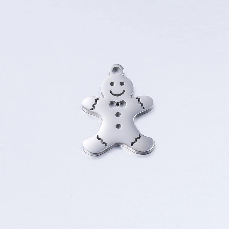 5 PCS/Package 13*16mm 14*19mm 304 Stainless Steel Christmas Tree Snowman Snowflake Pendant Jewelry Accessories