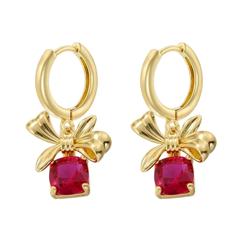 1 Pair Christmas Elegant Romantic Christmas Hat Christmas Tree Santa Claus Inlay Copper Zircon 18K Gold Plated Drop Earrings