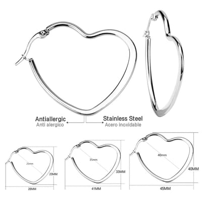 Minimalist Heart Shape Stainless Steel Plating Earrings 1 Pair