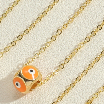 Copper Enamel Devil\'s Eye Pendant Necklace