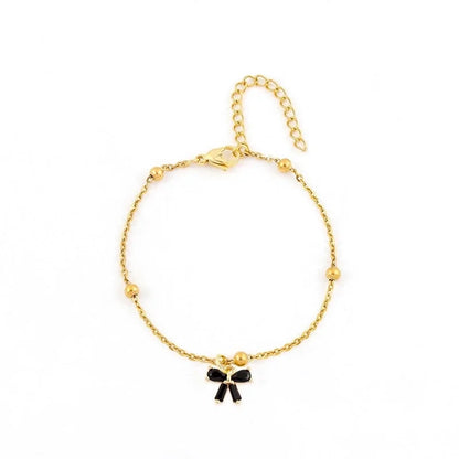 Elegant Minimalist Classic Style Bow Knot 201 Stainless Steel Artificial Crystal Cross Bead Necklace Bracelets In Bulk