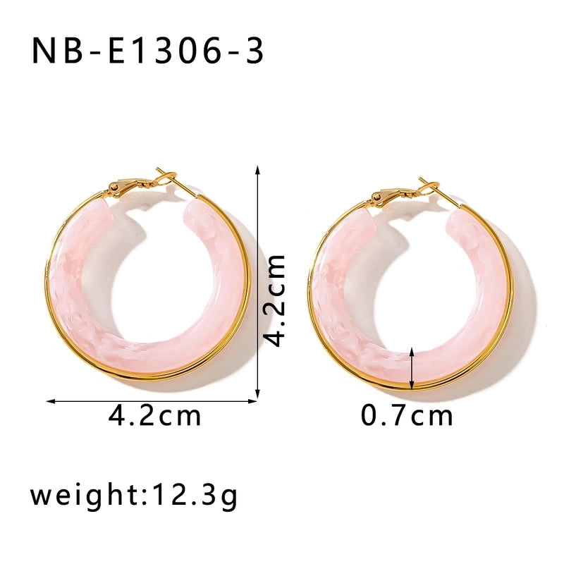 1 Pair Elegant Minimalist Classic Style Circle Multicolor Simple Plating 304 Stainless Steel 18K Gold Plated Earrings