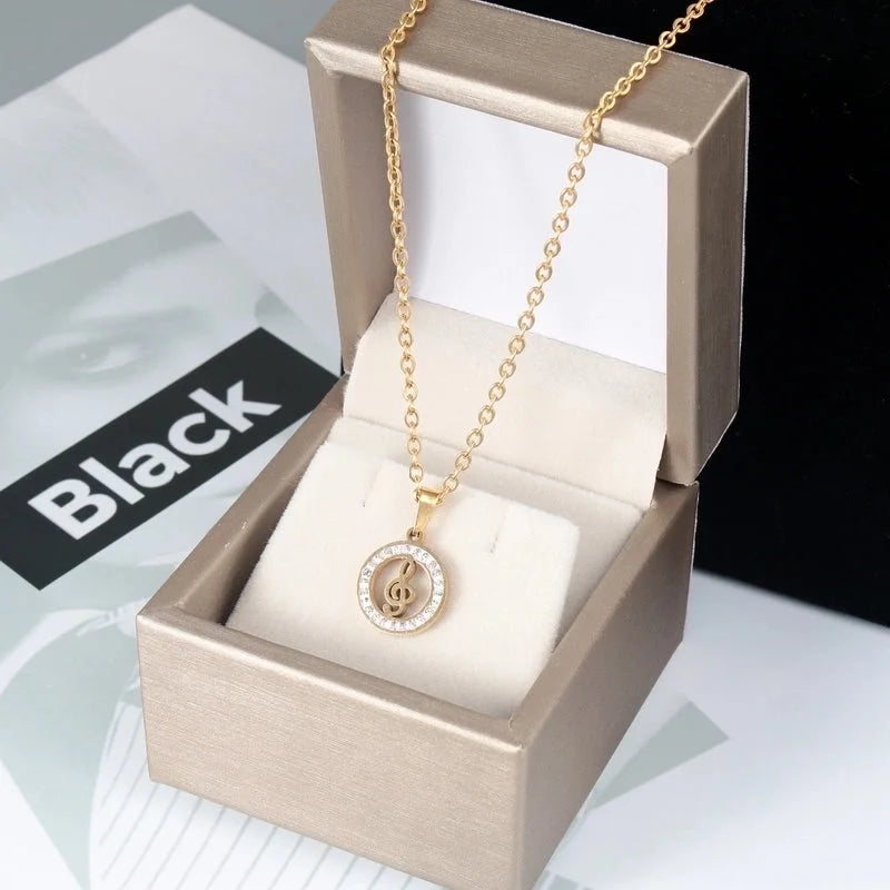 Fashion Heart Shape Stainless Steel Titanium Steel Plating Inlay Zircon Pendant Necklace 1 Piece