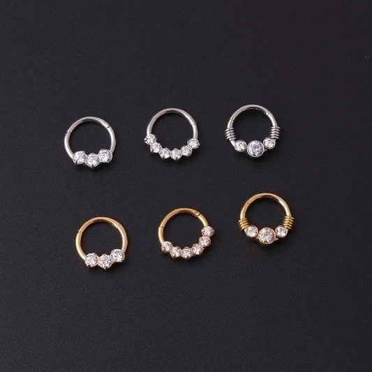 Nose Rings & Studs Fashion Geometric 316L Stainless Steel Plating Artificial Gemstones