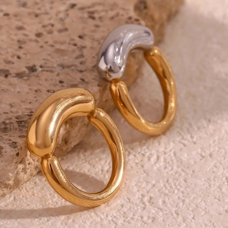 Basic Minimalist Classic Style Solid Color 304 Stainless Steel 18K Gold Plated Plating Rings