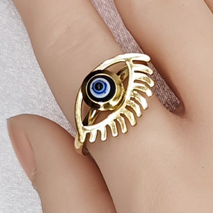 3 Pieces Classic Style Devil\'s Eye Stainless Steel Plating Gold Plated Open Rings