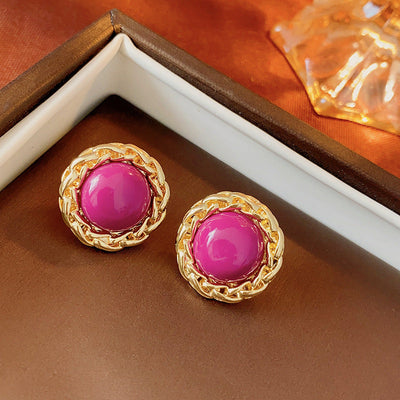 2 Pieces Mid-century Modern Round Geometric Copper Electroplating Earrings