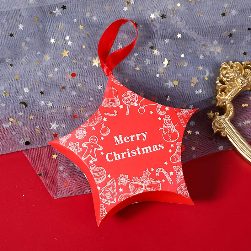 10 Pieces Christmas Candy Packaging Box Christmas Gift Box Pentagonal Gift Packaging Box