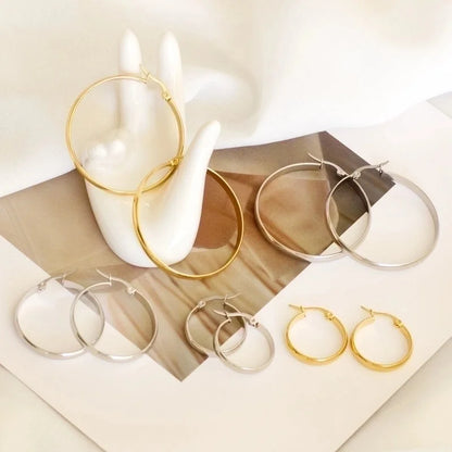 Fashion Circle Stainless Steel Plating Earrings 1 Pair