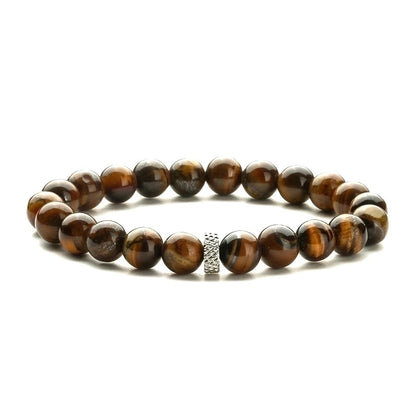 Casual Retro Round Beaded Tiger Eye Bracelets