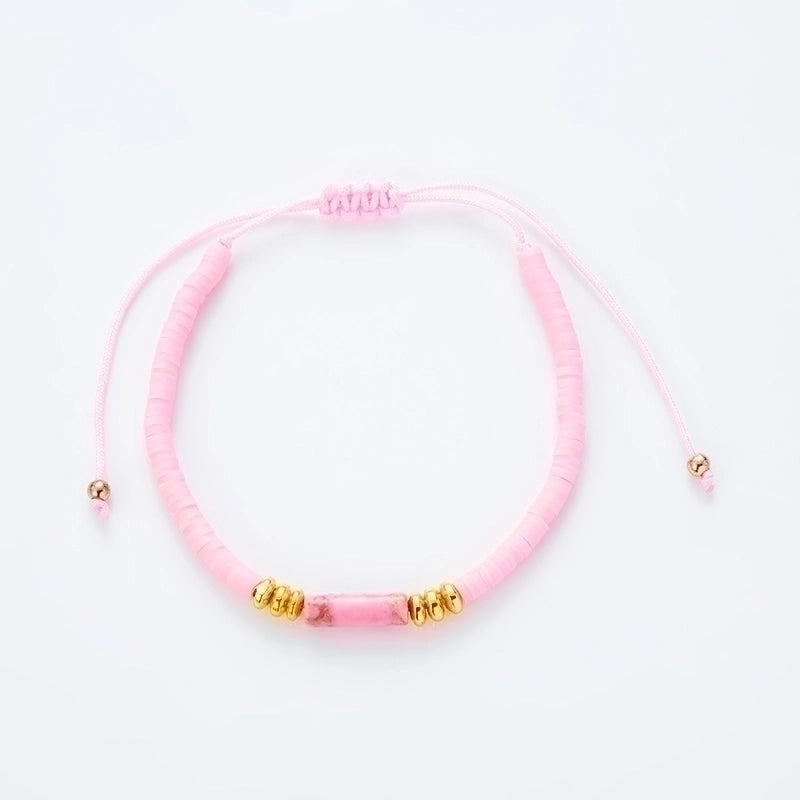 Minimalist Solid Color Natural Stone Rope Handmade Knitting Drawstring Bracelets